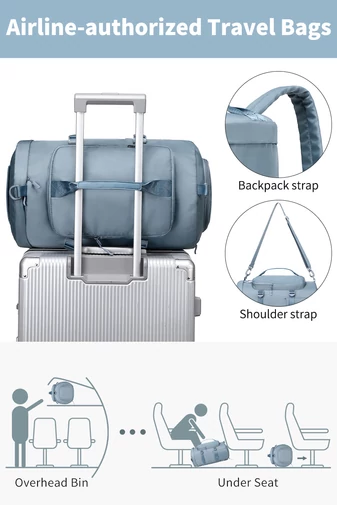 Bonluo modrošedá cestovní taška / batoh z nepromokavého materiálu, rozměry Wizzair (40*30*20cm) prémiová kvalita