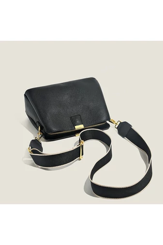 Kabelka na rameno / Crossbody Kabelka 2v1 z Pravé Kůže, Kompaktní, Elegantní, Bonluo, Černá 18×25×11cm