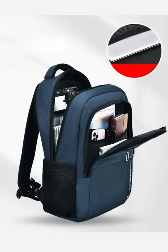 Multifunkční modrá voděodolný batoh do školy, ideální na notebook, s USB portem 46*32*15cm