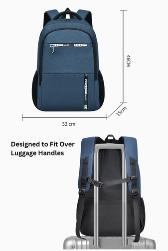 Multifunkční modrá voděodolný batoh do školy, ideální na notebook, s USB portem 46*32*15cm