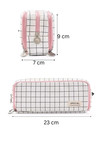 Multifunkční bílé pouzdro z odolného textilu s více přihrádkami, 23*9*7 cm