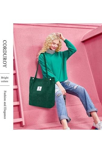 Plátěná Taška pro volný čas Prostorná odolná a elegantní Bonluo Tmavě zelená 38*35*11cm