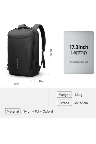 Multifunkční Batoh Mark Ryden pro 17,3'' notebook PU + materiál Oxford, port USB, Černý 45*33*20cm