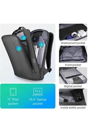 Obchodní Batoh Mark Ryden proti Krádeži, materiál Oxford, USB port, přihrádka na notebook Černý 42*30*11cm