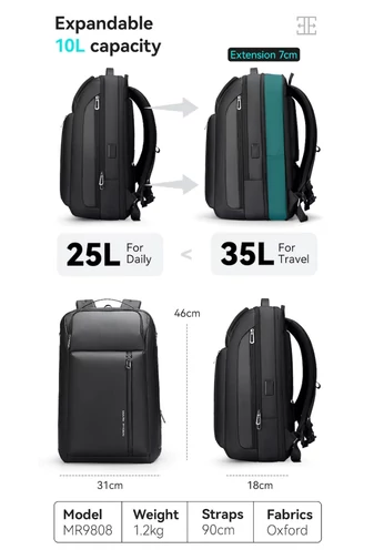 Multifunkční Rozšiřitelný Batoh Mark Ryden na notebook 15,6'' Oxford materiál, Kapacita 25-35L