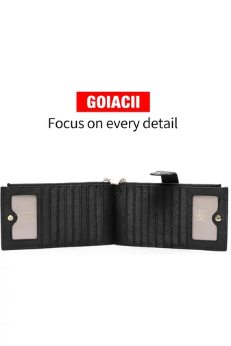 Dámská Peněženka RFID z PU kůže se 16 přihrádkami na karty, Černá 19,5×11×2cm