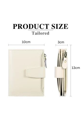 Dámská Peněženka z PU Kůže s RFID Ochranou, Béžová Bonluo 10×13×3cm