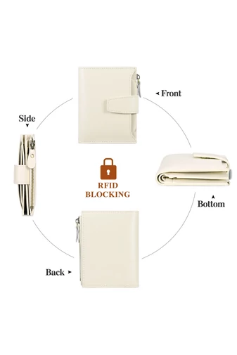 Dámská Peněženka z PU Kůže s RFID Ochranou, Béžová Bonluo 10×13×3cm