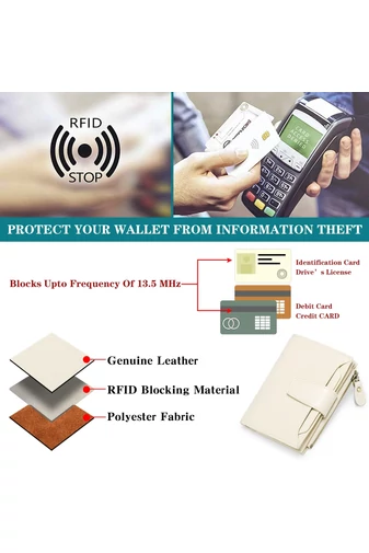 Dámská Peněženka z PU Kůže s RFID Ochranou, Béžová Bonluo 10×13×3cm