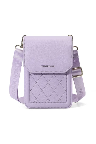 Mini Crossbody Kabelka z PU Kůže s Praktickým Designem a Nastavitelným Popruhem, Bonluo, Fialová 19×12,5×6cm