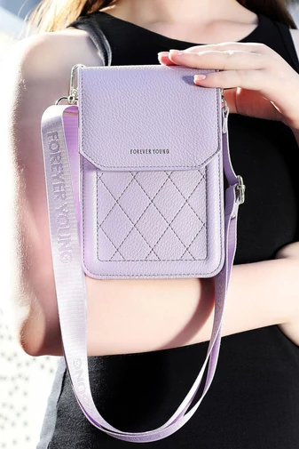 Mini Crossbody Kabelka z PU Kůže s Praktickým Designem a Nastavitelným Popruhem, Bonluo, Fialová 19×12,5×6cm