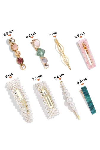 Sada 28 elegantních sponek do vlasů módních doplňků pro ženy s perlami a různými kamínky