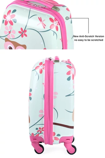 Béžovo-růžový dětský kufr se Sovičkou vyrobený z ABC/PC materiálu Wizz-air velikost (40x30x20cm) s odnímatelnými koly