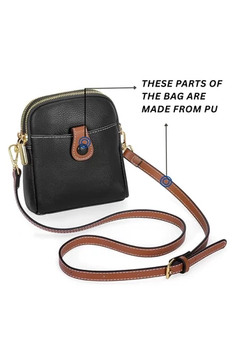 Černá mini crossbody kabelka Bonluo vyrobená z přírodní kůže Velikost (20*14*8cm)
