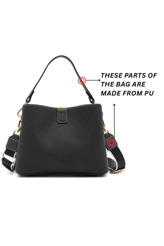 Kabelka na rameno / Crossbody Kabelka 2v1 z Pravé Kůže, Kompaktní, Elegantní, Bonluo, Černá 18×25×11cm