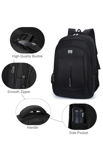 Multifunkční batoh z odolné oxfordské látky s přihrádkou na 15" notebook, černý, 49*31*13cm