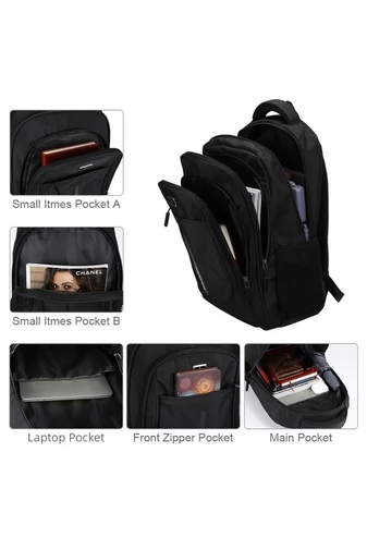 Multifunkční batoh z odolné oxfordské látky s přihrádkou na 15" notebook, černý, 49*31*13cm