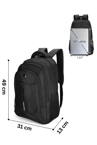 Multifunkční batoh z odolné oxfordské látky s přihrádkou na 15" notebook, černý, 49*31*13cm