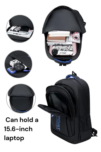 Vodotěsný batoh s přihrádkou na notebook 15,6" černý s modrou 50*34*16cm