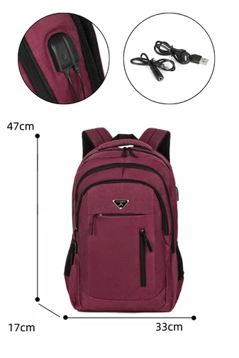 Multifunkční batoh z nepromokavé a odolné oxfordské látky s USB úložištěm, černý 47*33*17cm
