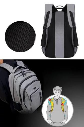 Multifunkční batoh z nepromokavé a odolné oxfordské látky s USB úložištěm, černý 47*33*17cm