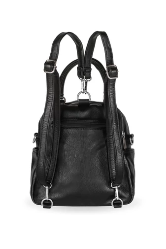 SILVIA ROSA Černý batoh/kabelka a crossbody z eko kůže