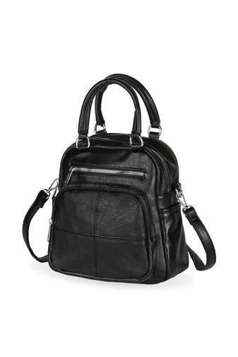 SILVIA ROSA Černý batoh/kabelka a crossbody z eko kůže