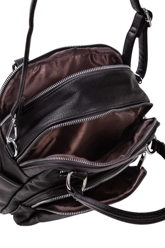 SILVIA ROSA Černý batoh/kabelka a crossbody z eko kůže