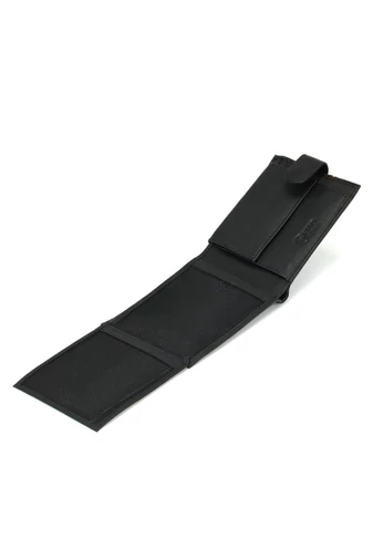 Pánská peněženka z pravé kůže s RFID ochranou, černá s elegantním červeným detailem, 9*12,5*2cm