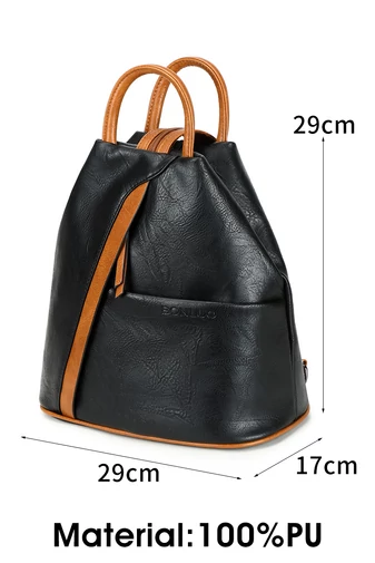 Dámský černý batoh přes rameno 2v1 Bonluo PU kůže Velikost 29*29*17cm