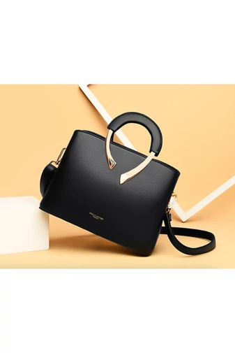 Bonluo Černošedá kabelka/crossbody z imitace kůže Velikost 21*27*13cm