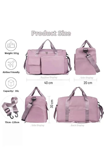 Cestovní a sportovní taška prémiová 2v1 Wizzair / Ryanair s více kapsami, růžová  40×30×20cm