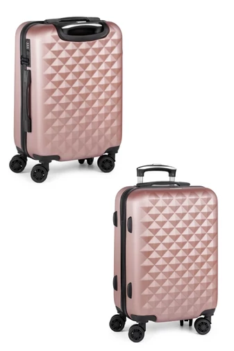 Cestovní sada Wizzair/Ryanair: kabinový kufr s odnímatelnými kolečky 55×35×22cm a batoh 40×30×20cm, Růžová