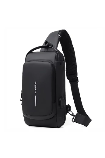 Bonluo černá crossbody kabelka z imitace kůže s bezpečnostním zámkem (33*19*9cm)