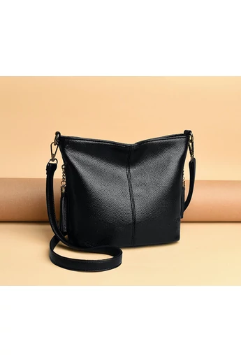 Bonluo Černá Crossbody kabelka z imitace kůže Velikost 20*21*10cm