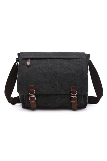 Bonluo Černá pánská plátěná crossbody taška (40 x 35 x 13 cm)