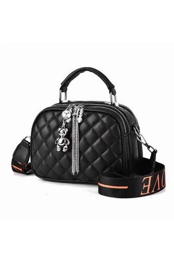Černá Crossbody kabelka Bonluo z imitace kůže velikost 14*20*10cm