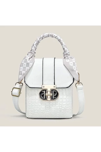 Bílá Crossbody kabelka Bonluo z lakované kůže Velikost 17*13*8cm