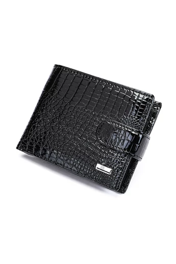 Černá peněženka Bonluo vyrobená z přírodní lakované kůže Rozměr 10*12*2,5 cm