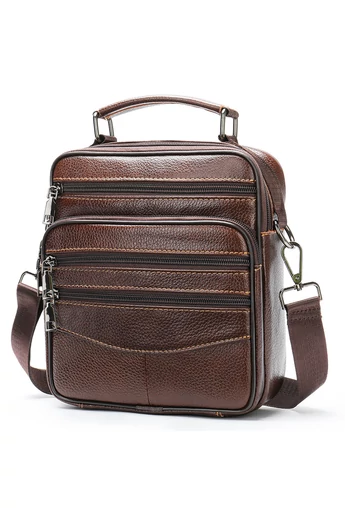 Hnědá pánská crossbody taška Bonluo prvotřídní kvality z přírodní kůže velikost (23*20*6cm)