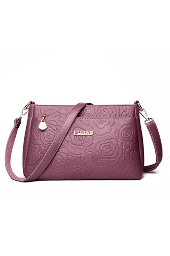 Fialová crossbody kabelka Bonluo s květinovým vzorem z umělé kůže velikost (19*29*13cm)