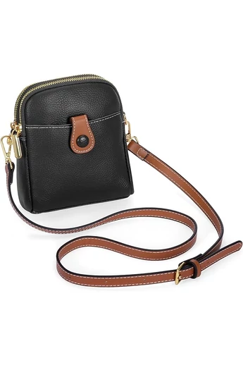 Černá mini crossbody kabelka Bonluo vyrobená z přírodní kůže Velikost (20*14*8cm)