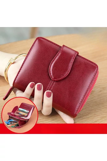 Dámská vínově červená mini peněženka Bonluo z přírodní kůže (11*10*3cm)