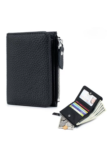 Dámská černá mini peněženka Bonluo z přírodní kůže (11*9*2cm)