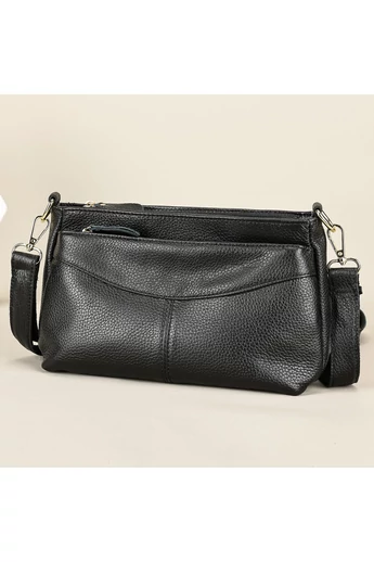Kabelka Crossbody z pravé kůže Černá Bonluo s nastavitelným popruhem 17*27*11cm