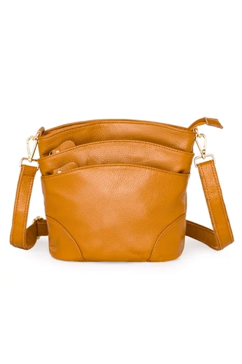 Koňaková hnědá crossbody kabelka Bonluo z přírodní kůže Velikost (21*19,5*9,5cm)