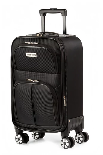 Střední Cestovní Kufr s Odnímatelnými Kolečky Leonardo Da Vinci s Měkkými a Rozšiřitelnými Stěnami Černý 64×41×24cm