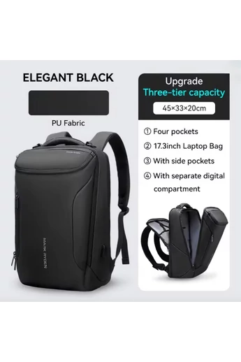 Multifunkční Batoh Mark Ryden pro 17,3'' notebook PU + materiál Oxford, port USB, Černý 45*33*20cm