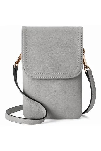 Crossbody Kabelka z PU kůže s Více Kapsami a Nastavitelným Popruhem, Bonluo Šedá 20×13×3cm