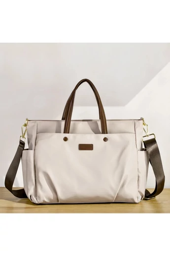 Bonluo Béžová Dámská notebook/crossbody kabelka prémiové kvality z nepromokavého materiálu velikost 30*38*12 cm